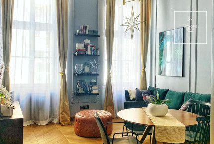 A premium two-bedroom apartment is available for rent in Budapest, 6th district, Terézváros.\"