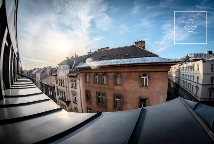 A luxury duplex penthouse apartment is available for rent in the 6th district of Budapest, Terézváros.