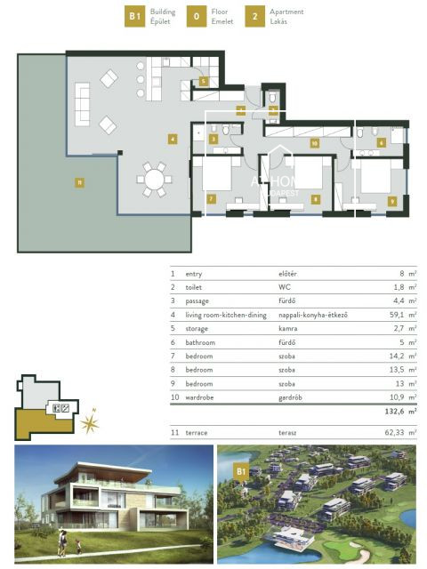 Sunny apartment for sale, Kehidakustány