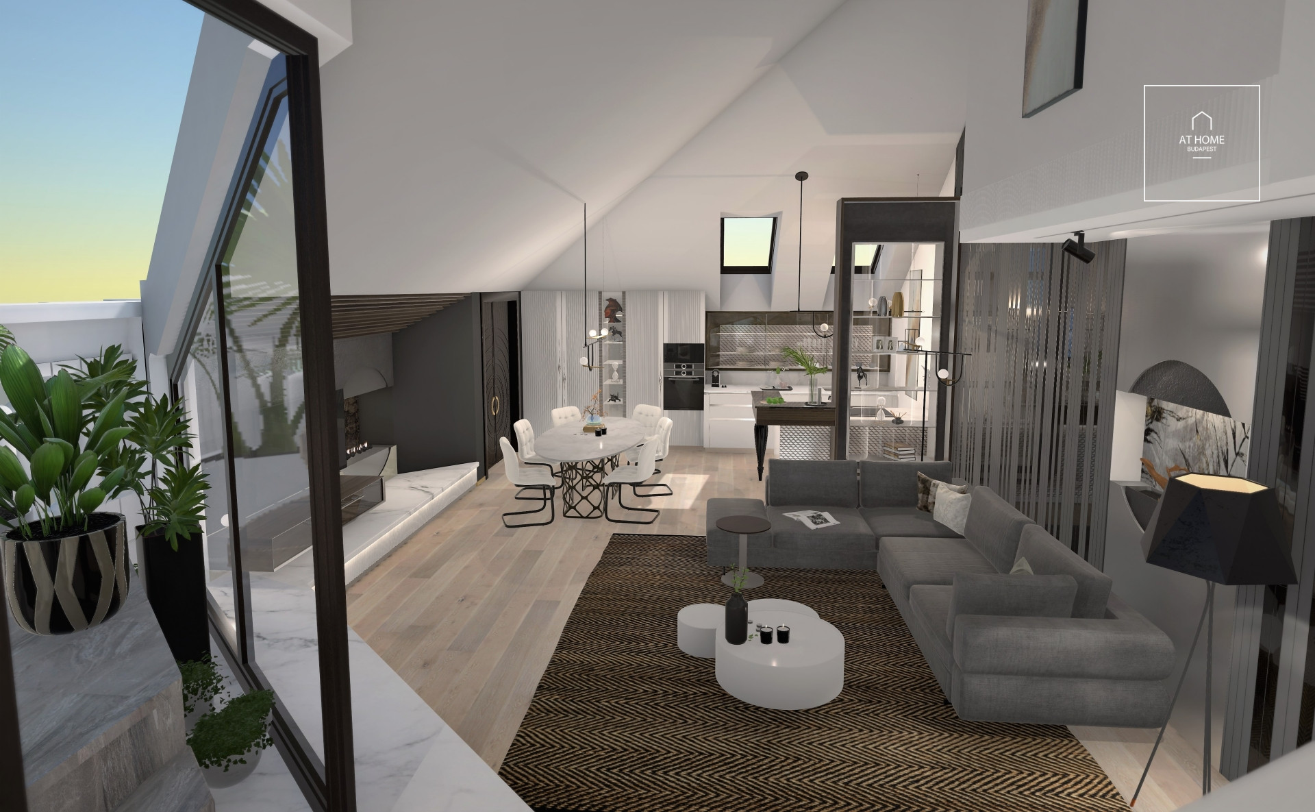 A duplex penthouse apartment in the 6th district of Budapest, with a spectacular city view, in a newly renovated building