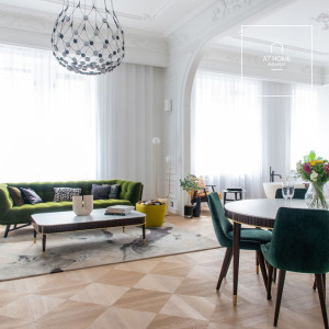 Elegant two-bedroom apartment is for rent in Budapest 6th district, next to Opera House