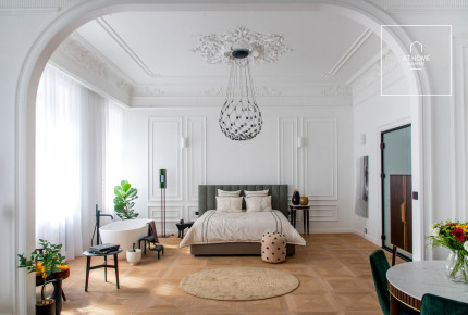 Elegant two-bedroom apartment is for rent in Budapest 6th district, next to Opera House