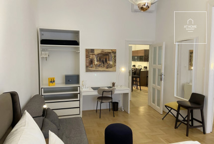 A two-bedroom premium apartment is available for rent in District V of Budapest, in Lipótváros.