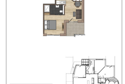 Ground floor studio apartment with private garden in District II, Rózsadomb, Budapest