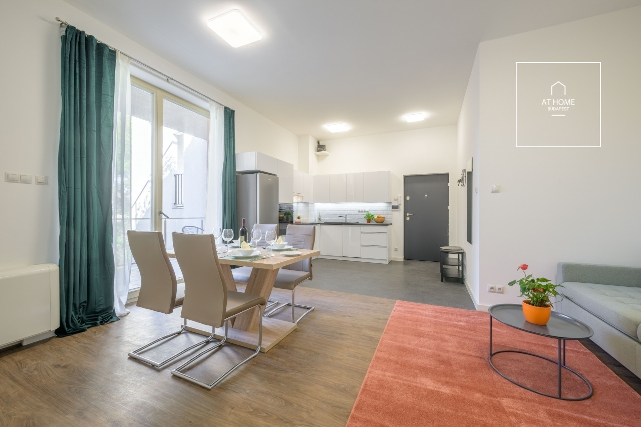 Newly built one-bedroom apartment with terrace for rent Budapest 6th district,  Diplomatic Quarter