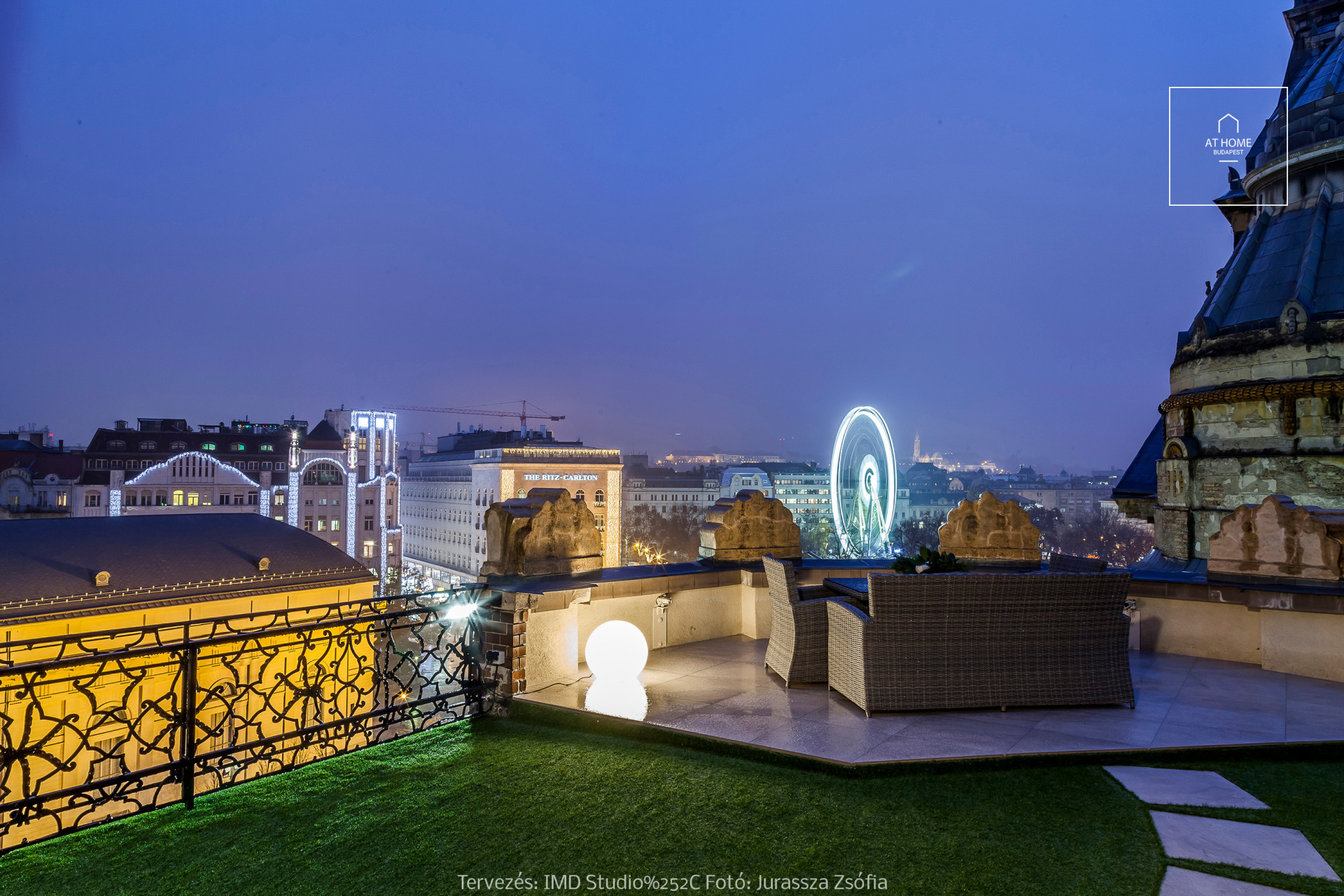 2 bedroom newly renovated and furnished, luxury apartment for rent in the 7th district of Budapest with a big 74sqm corner terrace and fantastic city view.