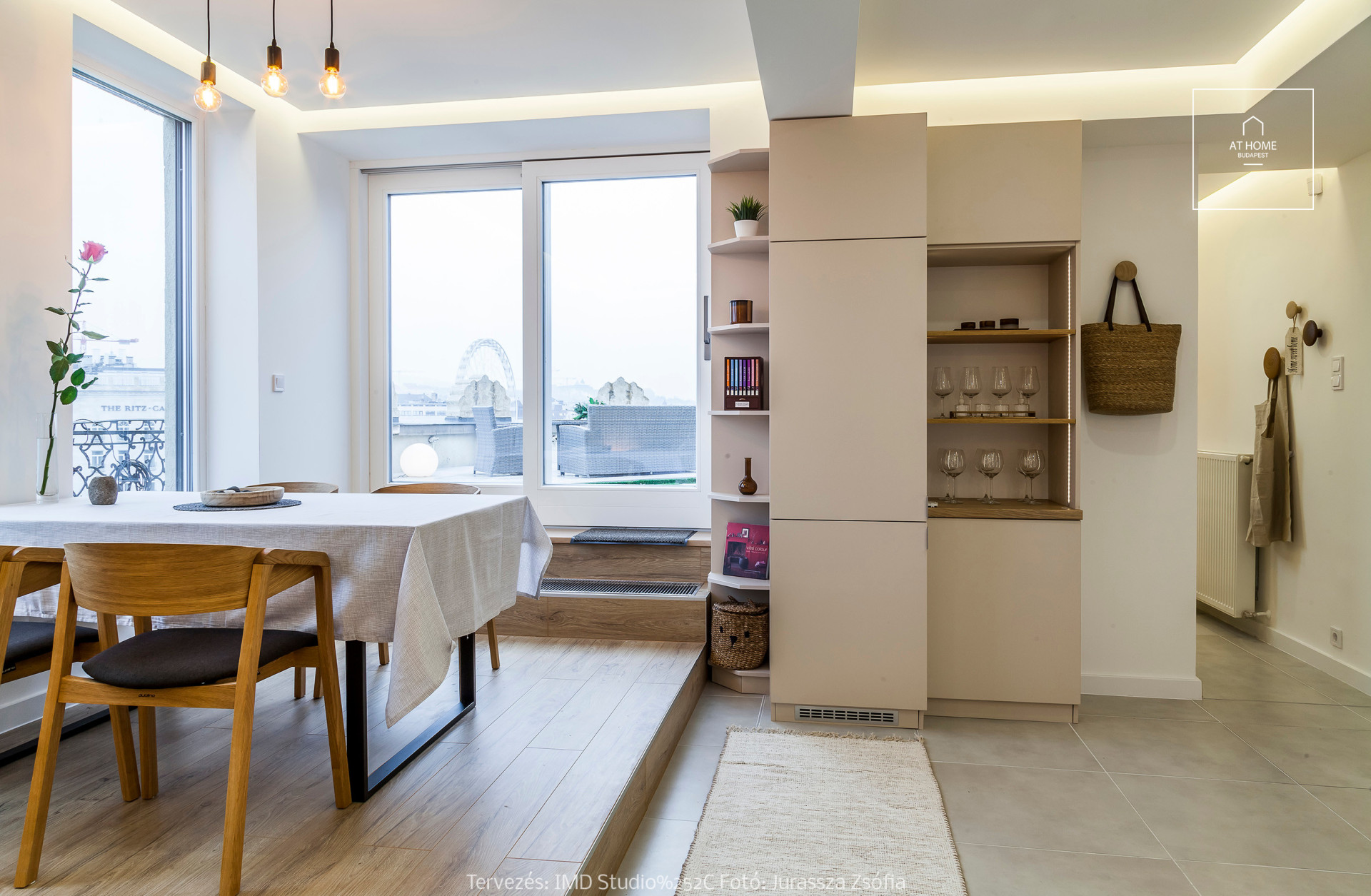 2 bedroom newly renovated and furnished, luxury apartment for rent in the 7th district of Budapest with a big 74sqm corner terrace and fantastic city view.