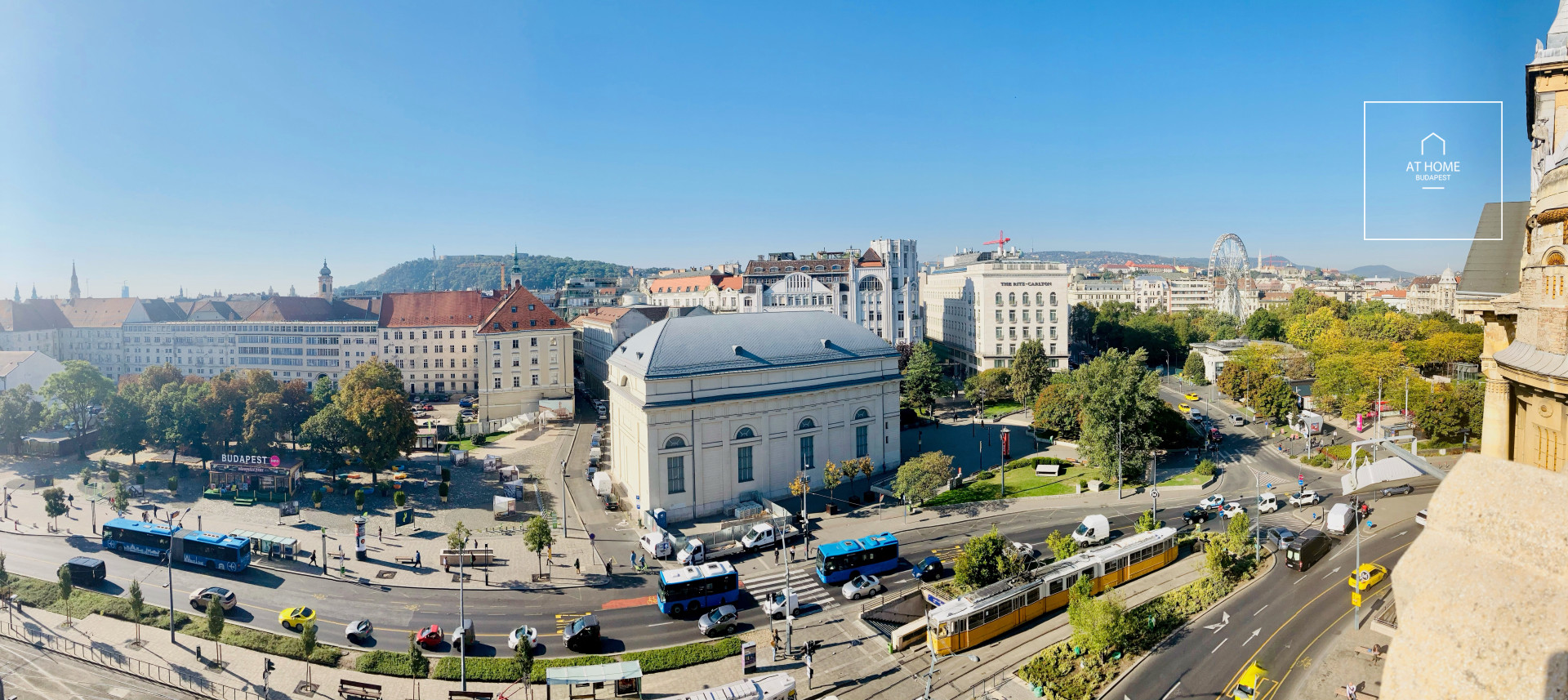 2 bedroom newly renovated and furnished, luxury apartment for rent in the 7th district of Budapest with a big 74sqm corner terrace and fantastic city view.
