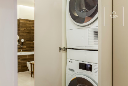 2 bedroom newly renovated and furnished, luxury apartment for rent in the 7th district of Budapest with a big 74sqm corner terrace and fantastic city view.
