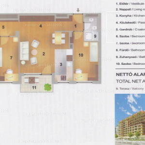 Sunny 3rd-floor apartment with balcony overlooking the inner courtyard in the Corvin Quarter