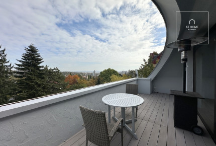 Spacious, Duplex Apartment with Panoramic View for Rent on Istenhegy – Private Garden and Sauna