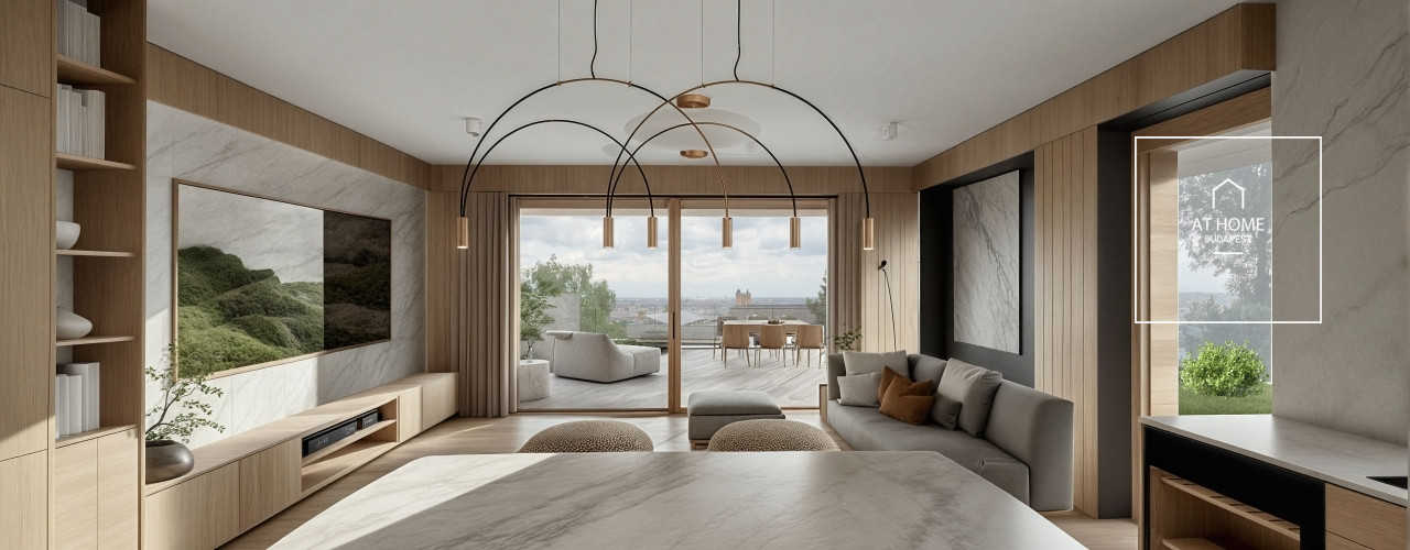 Városi panorámás 81nm-es újépítésű lakás kertkapcsolattal a II. kerületben