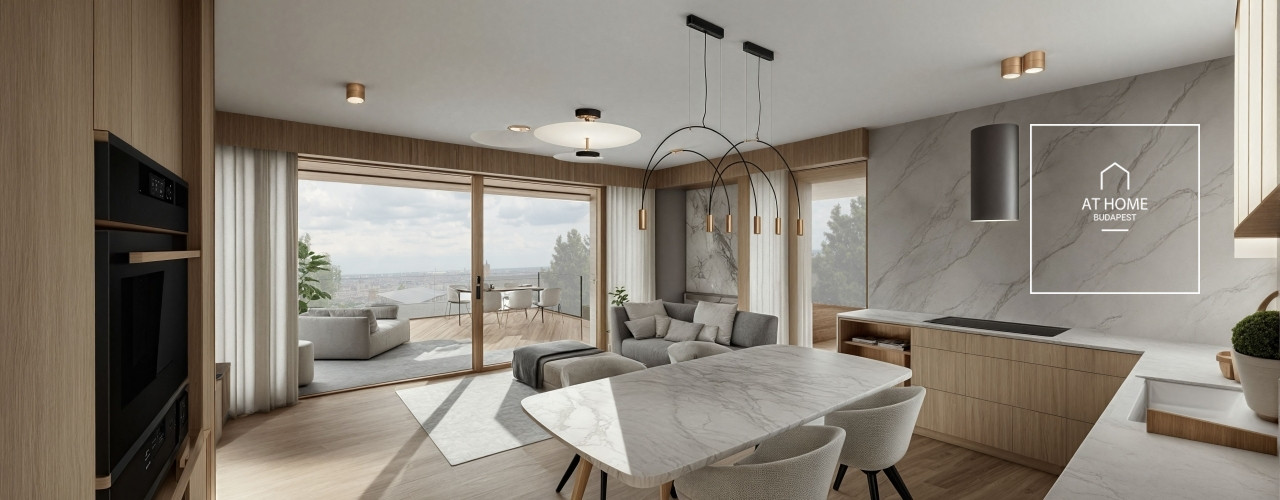 Bright 81 sqm Nnewly-built Apartment with City Panorama and Garden Access in District II