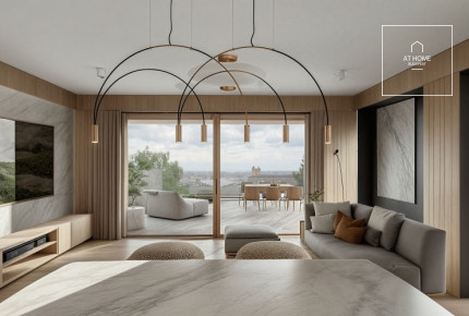 Városi panorámás 81nm-es újépítésű lakás kertkapcsolattal a II. kerületben