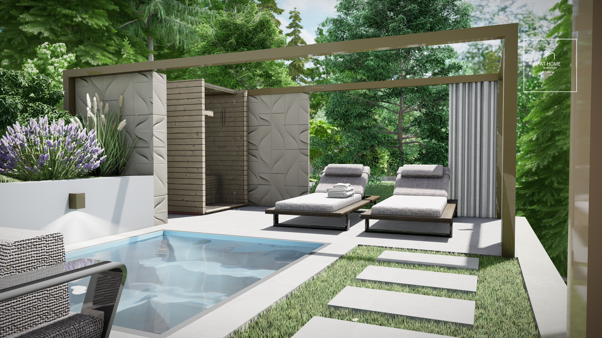 Newly built premium apartment for sale with private garden and swimming pool in the 2nd District, Törökvész