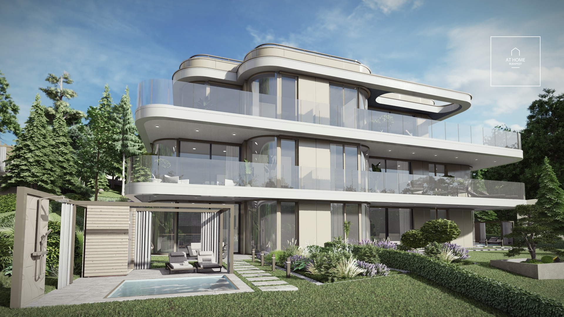 Newly built premium apartment for sale with private garden and swimming pool in the 2nd District, Törökvész
