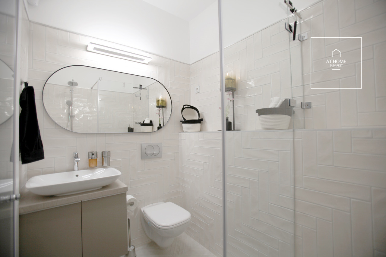 A luxury duplex penthouse apartment is available for rent in the 6th district of Budapest, Terézváros.