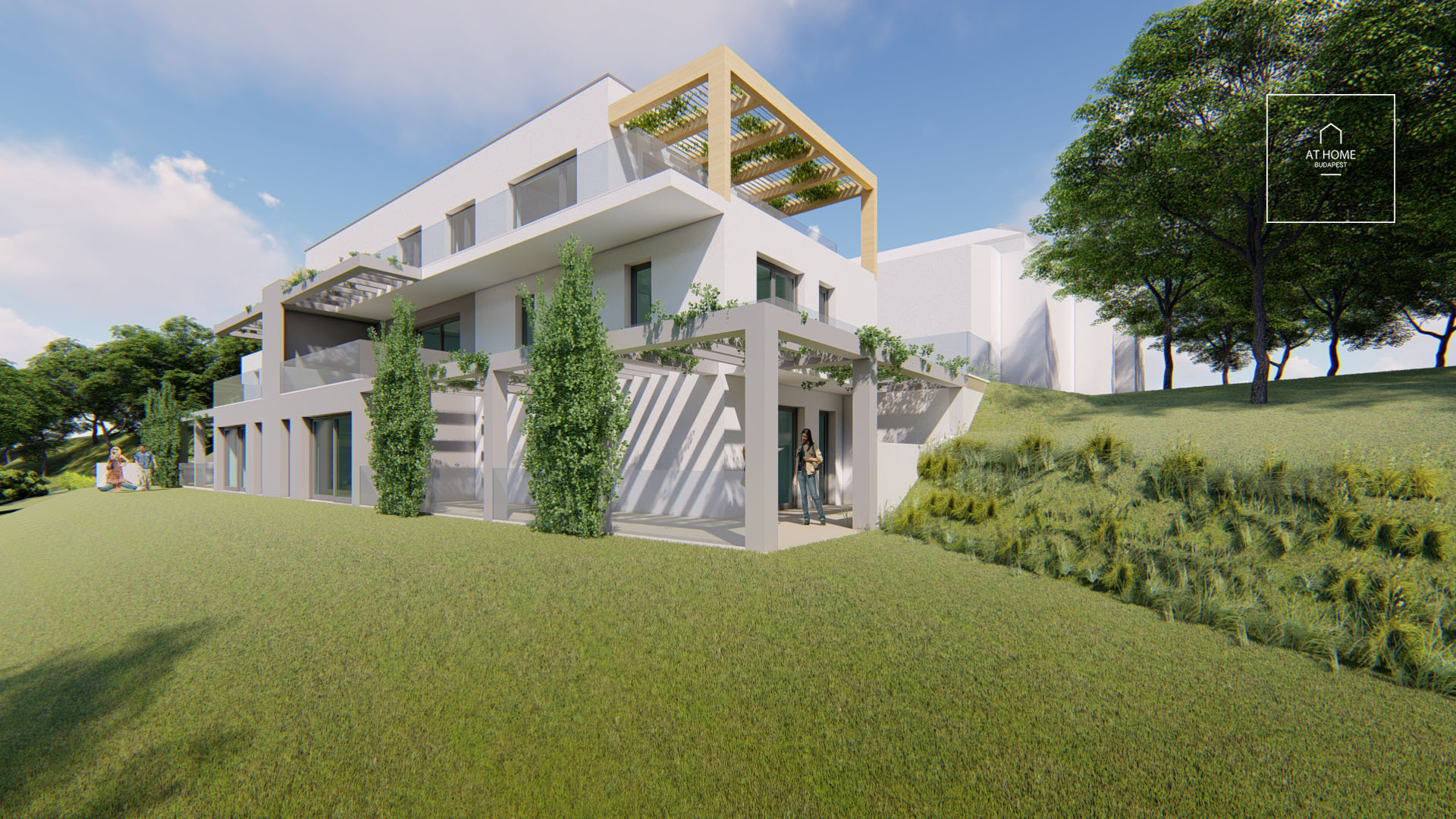 Newly built 99,75 sqm ground-floor apartment with a 64 sqm terrace and direct garden access in Budapest’s XII district