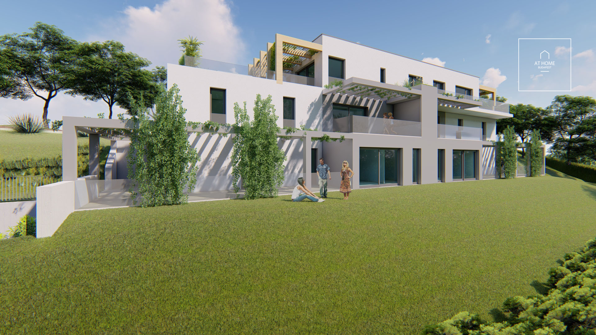 Newly built 108 sqm ground-floor apartment with a 64 sqm terrace and direct garden access in Budapest’s XII district