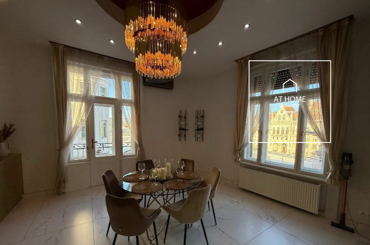 Renovated 2-bedroom panoramic apartment with balcony in District V