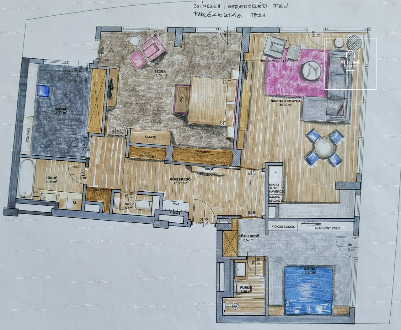 Three bedroom luxury apartment for rent Budapest VIII. district, Józsefváros