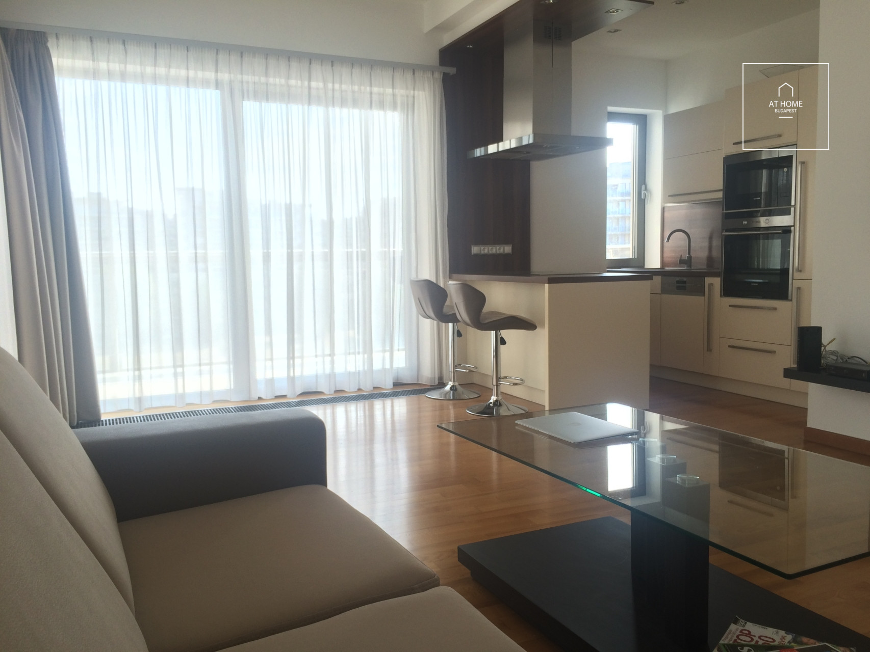 Two-bedroom apartment with panoramic view for rent located in District XIII, Marina part, Budapest
