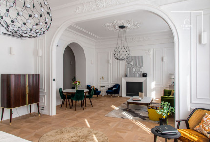 Elegant two-bedroom apartment is for rent in Budapest 6th district, next to Opera House